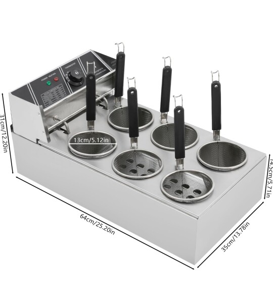 Electric Pasta Cooker – Professional 20L Commercial Pasta Machine with 6 Baskets