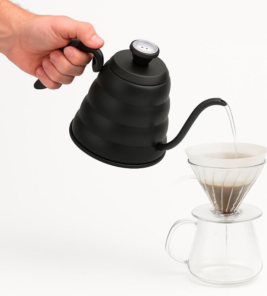 Black Coffee Kettle with Thermometer