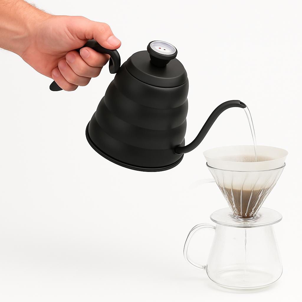 Black Coffee Kettle with Thermometer