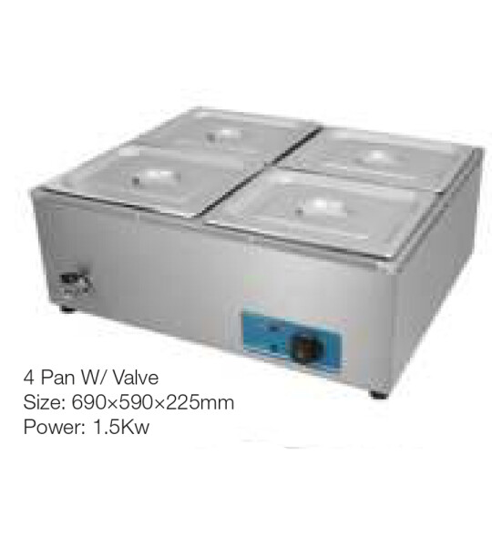 4Pan Bain Marie Food Warmer | Stainless Steel Countertop Buffet Station | Adjustable Temperature | Ideal for Restaurant