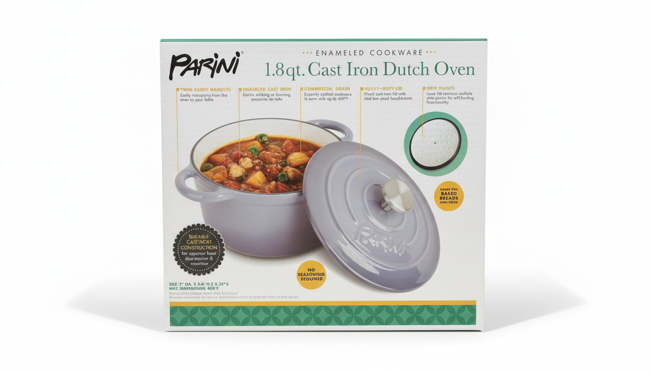 (20cm)Parini 1.8 Qt Enameled Cast Iron Dutch Oven